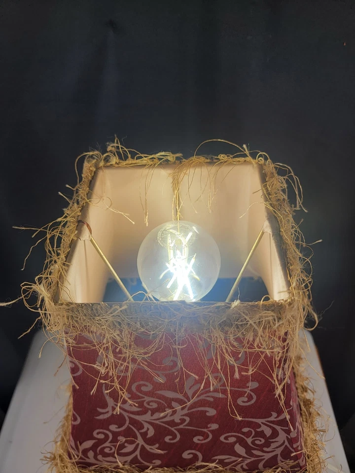 17" Tall prince Fox Holding a Pineapple Feinge Red Gold Shade Table Lamp, - Image 4 of 4