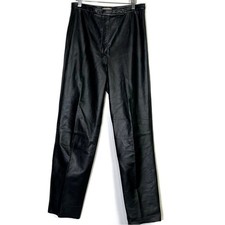 Apostrophe Raw Hem High Rise Black Leather Pants Size 10 EUC