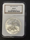 2005 Silver Eagle Coin MS69 NGC