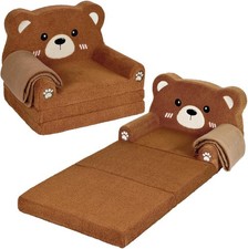 Kids Couch, 2-in-1 Soft Toddler Couch Fold Out with Blanket, Chair Comfy, Fol...