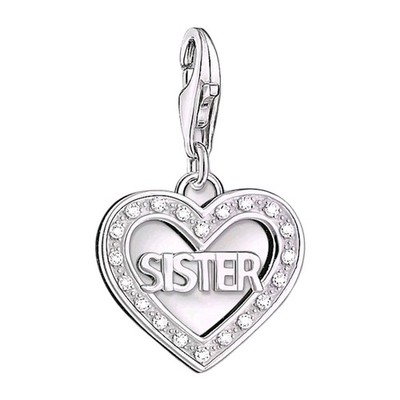 Thomas Sabo Sister Heart Charm 925 Sterling Silver CZ 1266-051-14 New