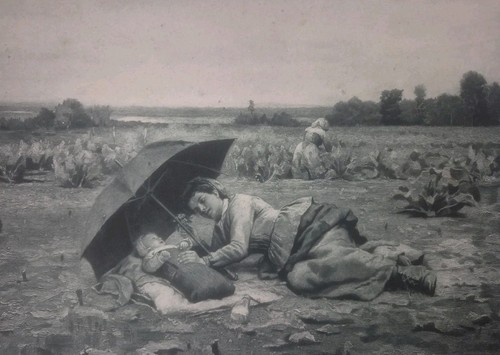 1880s-90s RIDWAY KNIGHT Sunshine Engraving Print Victorian HARVEST 12×16.5