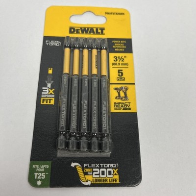 5 Pack DeWalt FlexTorq 3-1/2  in. T-25 Torx  Power Impact Bit T25 3.5'' *NEW*