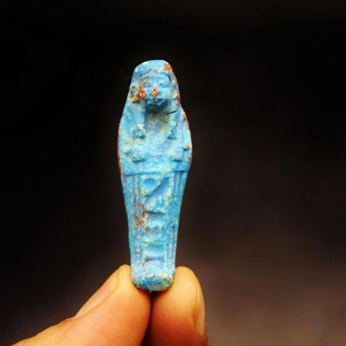 Antique Old Faience Ushabti Shabti Amulet Funerary Afterlife, Ancient Egyptian