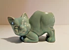 Vintage McCoy Aqua Green Small Crouching Cat Planter 3"