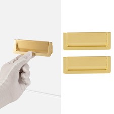 2 PCS Gold Zinc Alloy Flush Mount Cabinet Drawer Handles 3.78 Inch/96 mm