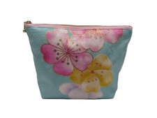 Kimono Remake Multi-Pouch, Light Blue, Floral Pattern, Kimono Fabric