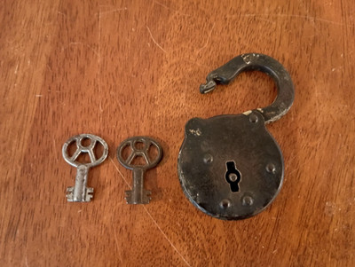 Antique Fraim Padlock with Two Working Keys