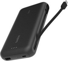 Image of Belkin Portable Charger, Power Bank with Integrated Cable 20K PD 30W - Black 
