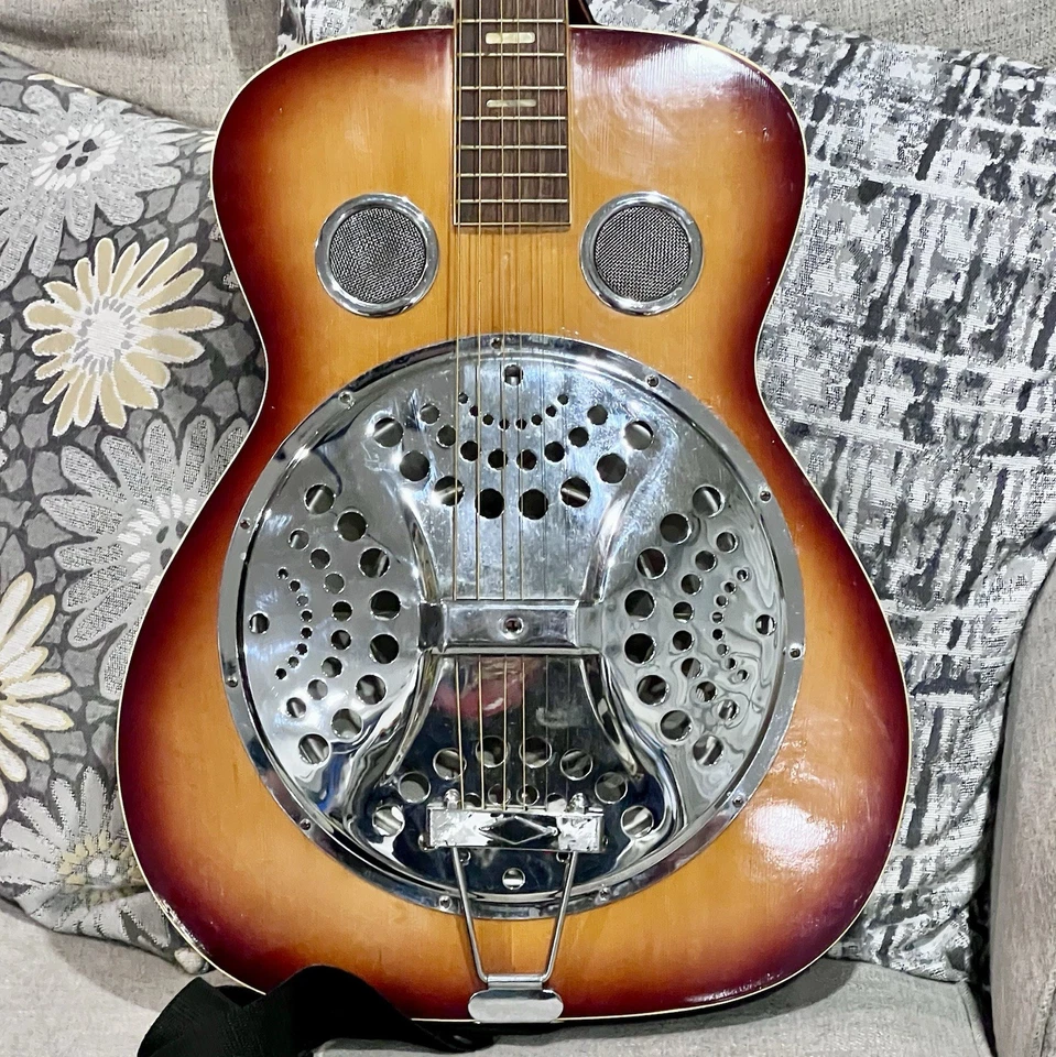 Guitarra ressonadora vintage resofônica nacional dos anos 1970 Dobro Steel Japão - Imagem 2 de 4