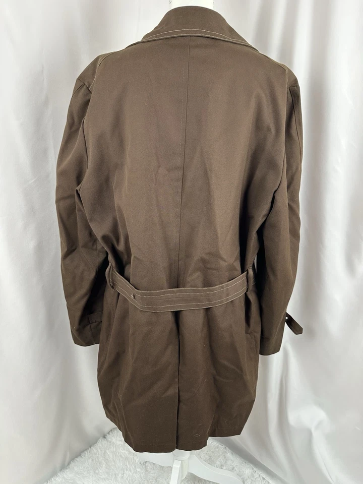 Vintage London Fog Trench Coat 44L Brown Belted Double Breasted USA Made - Image 3 of 4