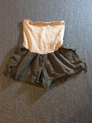 Motherhood Maternity Shorts Women s Size Small Olive Green Belly Band Stretch