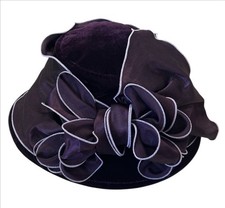Beautiful Purple velvet Kentucky Derby Women  s Hat With Satin Band Stunning