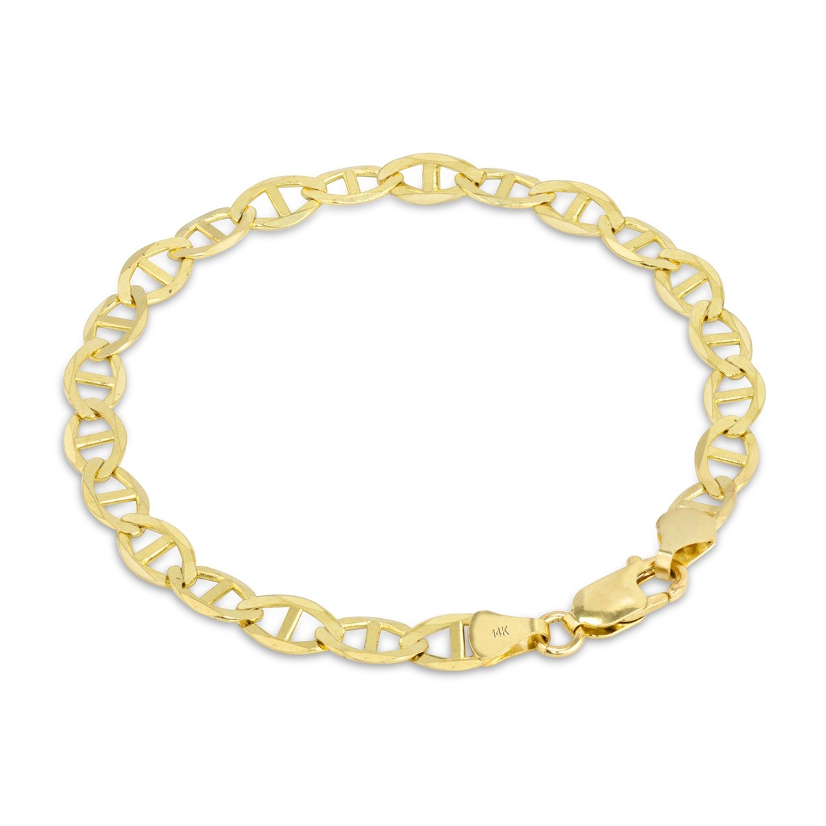 14K Yellow Gold Solid Mens Mariner Anchor Link Chain