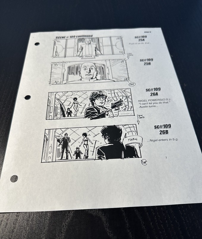Original Austin Powers In Goldmember Storyboard Scene #109, 25A-26B