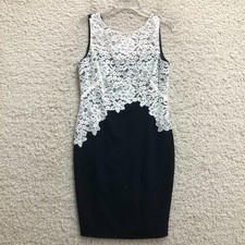 LRL Ralph Lauren Dress 8 Adult Blue Floral Lace Sheath Stretch Evening Womens