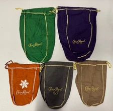 Crown Royale Mixed Colors Draw String Bags Lot Of 5 NEW