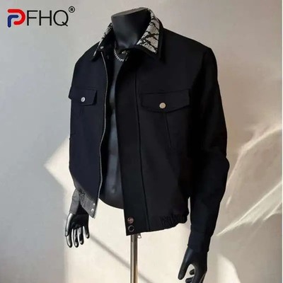 Men's Turn-down Collar Design Jacket 2025 Spring Pocket Design Korea Fashio