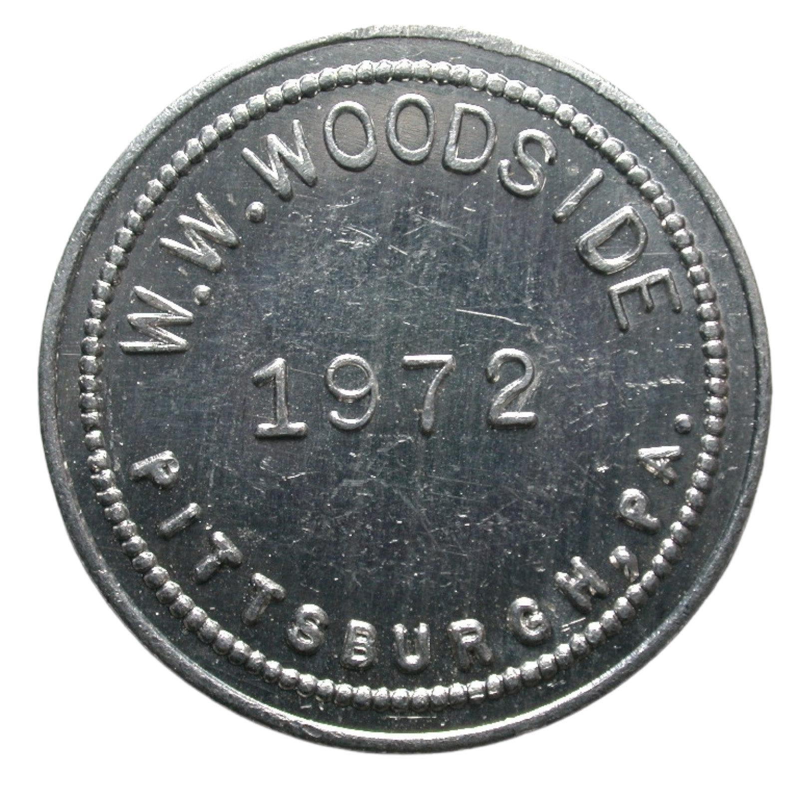 Pittsburgh, PA W. W. Woodside Model 1 Denier Token Falak Tayyeb