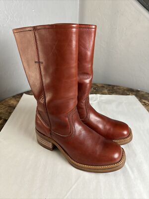 Thom Mcan Made In USA Vintage Brown Mens Leather Boots 70s See Description 