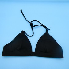 Victorias Secret Large Black Triangle Halter Plunge Padded Bikini Top Swimwear