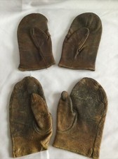 Vintage Genuine leather mittens 2 Pairs  unknown sizes   