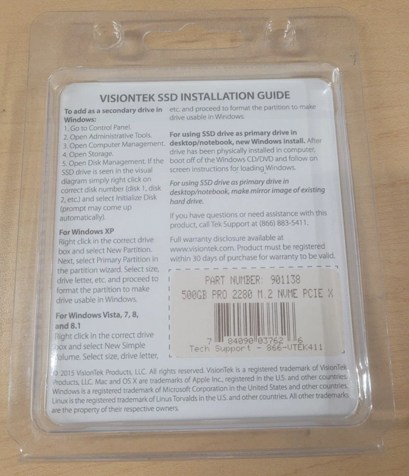 New VisionTek Solid State Drive 500GB Pro M.2 2280 NVMe PCIe P/N: 901138 - Image 2 of 2