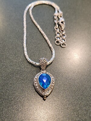 BEAUTIFUL 925 STERLING SILVER SARDA LOCKET NECKLACE 18''