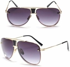 Men Women Sunglasses Fashion Design Gold Frame Pilot Style Brown Black Lens New