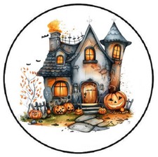 WATERCOLOR HAUNTED HOUSE HALLOWEEN ENVELOPE SEALS LABELS STICKERS PARTY FAVORS