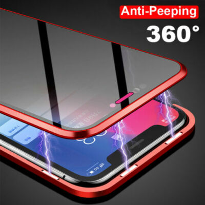 For iPhone 11 XS Max 7 8+ 360° Double Tempered Glass Anti-Spy Privacy Case Cover