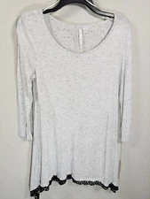 LC Lauren Conrad 3/4 Sleeve Heather Gray Speckled Trim Tunic Top Size XS NWT