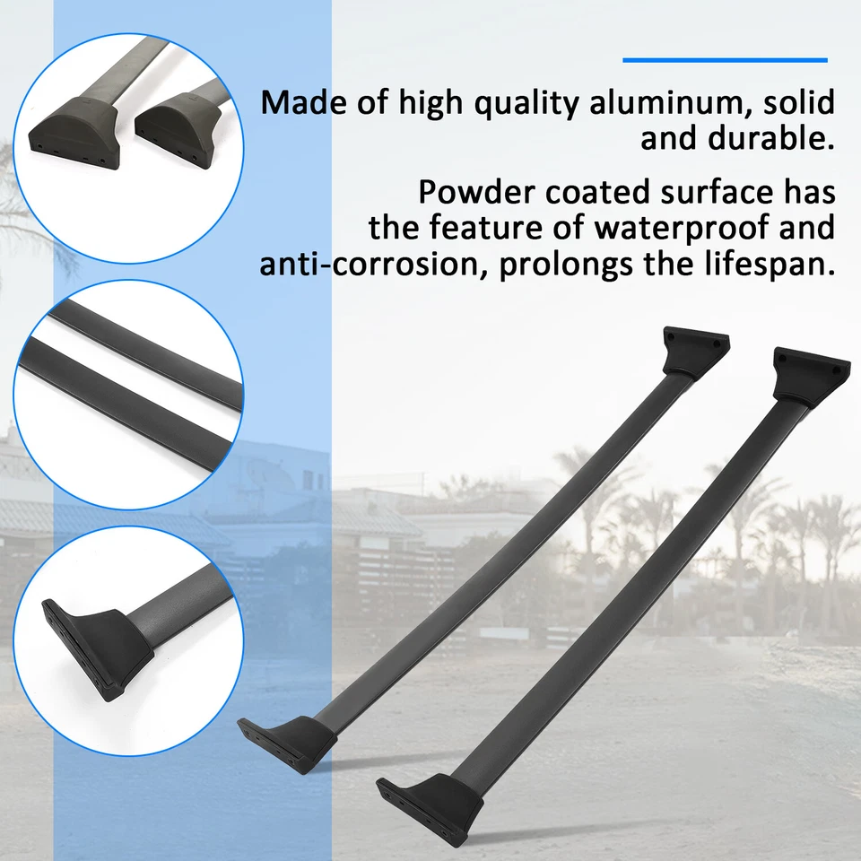 For 2016-2022 Honda Pilot 4Pcs Roof Rack Side Rail + Cross Bar BLACK SILVER Set - Изображение 4 из 4