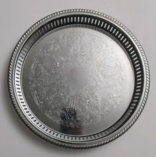 Vintage - Irvinware Chrome Plated Serving Tray/Platter 13" - Made in USA