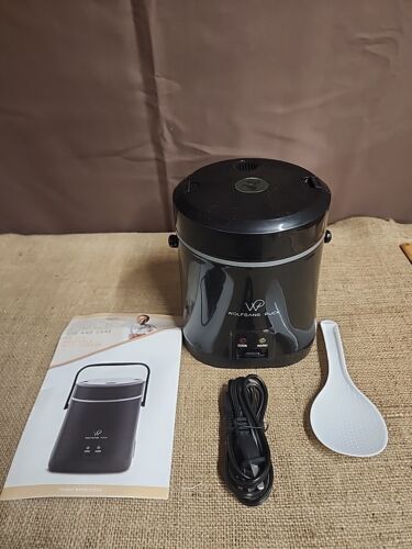 Wolfgang Puck Black Mini Rice Cooker 1.5 Cup - With Food Steamer Basket - Foto 1 di 8