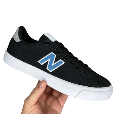 New Balance Youth Boys Girls Skate Sneakers Size 5.5 Black-Sky Blue Canvas Upper