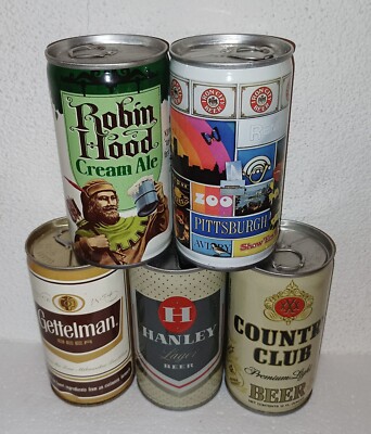 EMPTY Nice set 5 beer cans from U.S. SSteel some BO