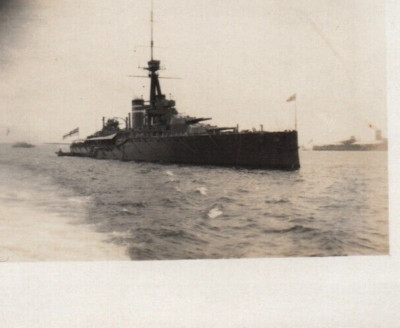 Royal Navy Dreadnought HMS Conqueror RPPC Postcard c1910s
