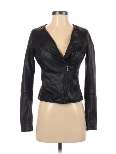 Bar III Women Black Faux Leather Jacket XS