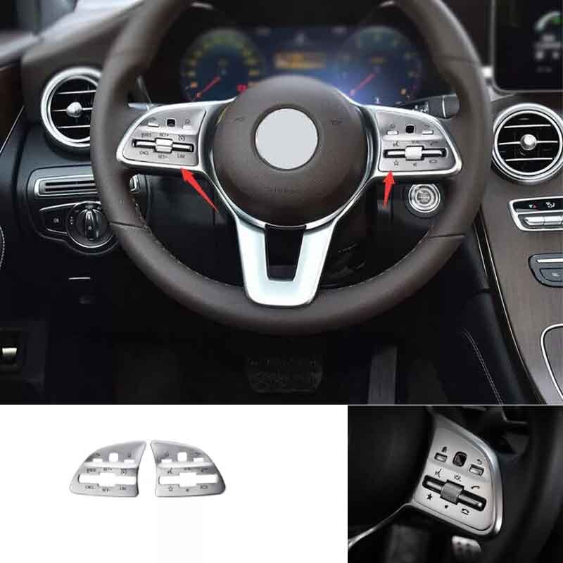 Car Steering Wheel Silver Aluminum For Mercedes-Benz GLC Button Frame Cover Trim