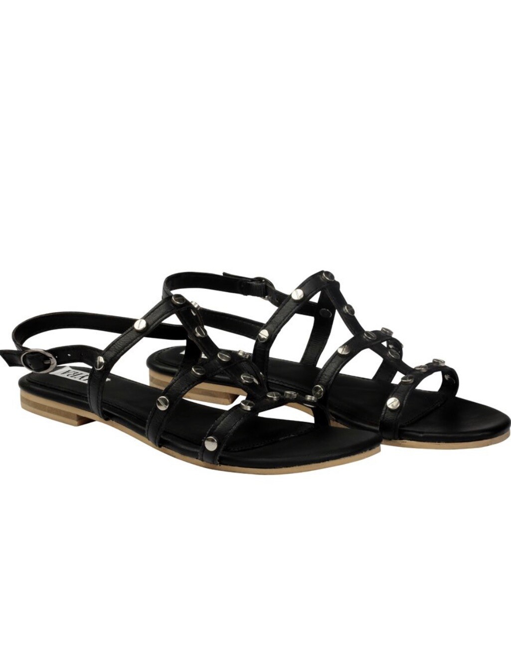 Myra Bag Studded Sandals Sling Back Black Size 9 Brand New