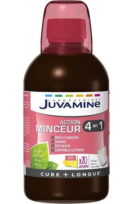Juvamine Minceur 4 en 1 Thé Vert Ortie Artichaut Fucus Solution Buvable 500ml