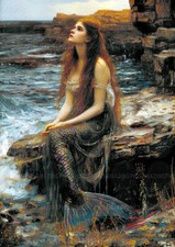 Romantic Mermaid Art Print Ocean Fantasy Siren Mythology Seaside Dream L46