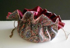 Jewelry Pouch Drawstring Bag Travel Tote 8 Compartments Vibrant Paisley