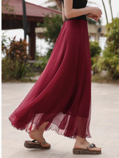 HBH Brautmode I Langes Rock aus Chiffon Bordeaux  OHNE OBERTEIL Gr. S