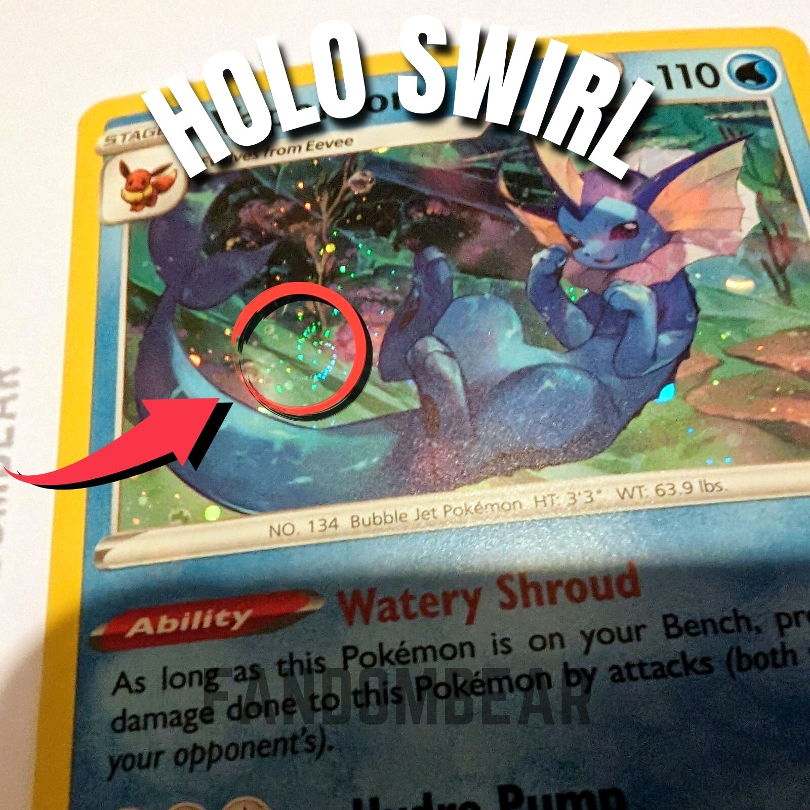 2020 Vaporeon Cosmos Holo SWIRL Black Star promo card SWSH072 Pokemon LP
