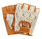 Leather Fingerless Unisex Weight Training Cycling Driving Wheelchair Gloves
