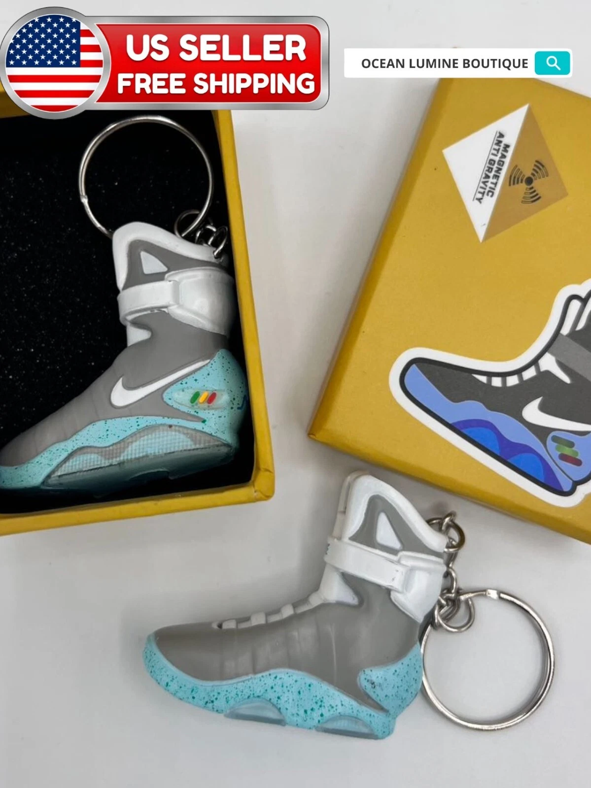 Retour vers le futur, mini porte clés chaussure Air Mag, sneaker 1/6 objets de collection