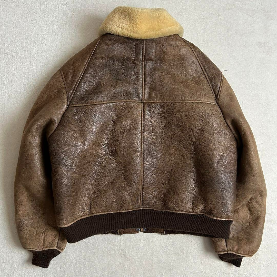 Schott Type B-3 Flight Jacket USA Sheepskin Size 46 Brown Mouton