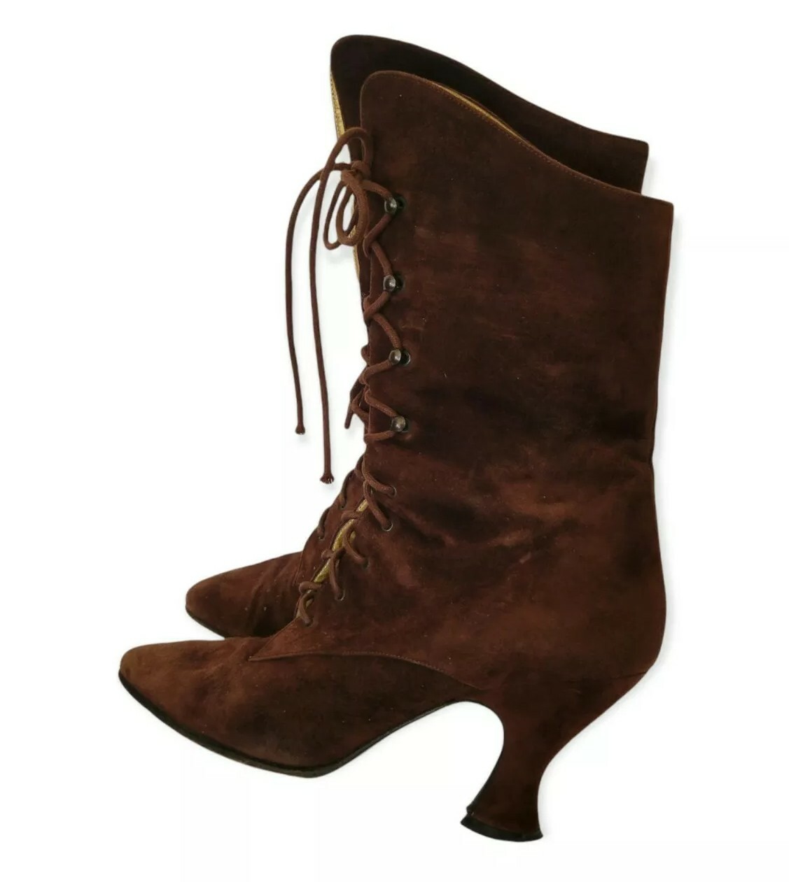 Stivali vintage alla caviglia Yves Saint Laurent donna marroni in pelle scamosciata taglia 6B